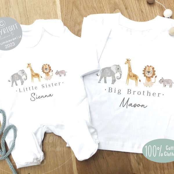 Siblings matching t-shirt and baby grow, New baby, Gift for Brother, new big brother gift, Matching clothes for siblings, personalised top