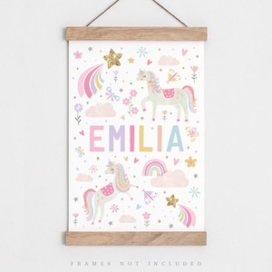 Unicorn Name Print: Wildflower Rainbow Girl Nursery Decor