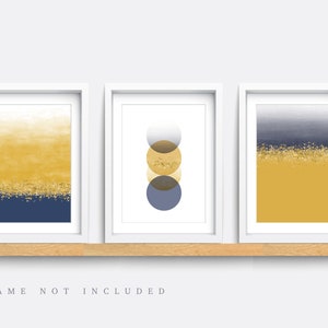Set of 3 Prints, Abstract Wall Art Prints, Minimalist Prints, Mustard and blue Art Prints, Teen girl bedroom prints, Living room decor art