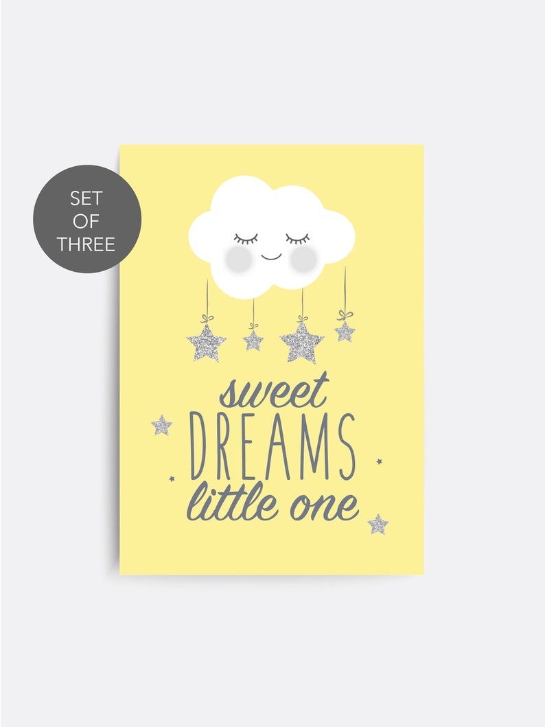 Nursery Wall Art. Set of 3 Baby Nursery Prints. Cloud Nursery Etsy