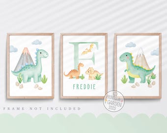 Dinosaur Nursery Print Set: Watercolor Boys Bedroom Art