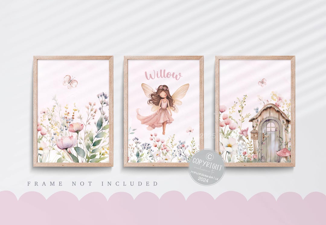 Fairy Nursery Print Set: Personalized Girl's Bedroom Wall Art - Etsy