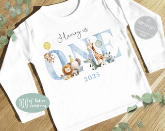 Safari First Birthday T-shirt: Keepsake Wild One, 100% Cotton