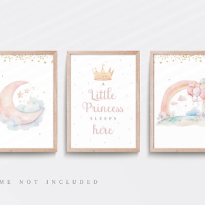 Girl&#39;s wall art, Set of 3, Nursery Decor, Nursery Prints, Girls Bedroom Prints, Princess Prints, Princess Decor, Pink Bedroom