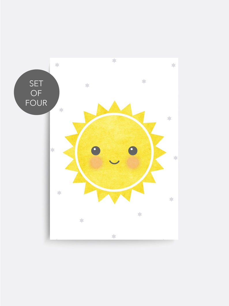 Space nursery print Moon and star nursery print Set of 4 Etsy