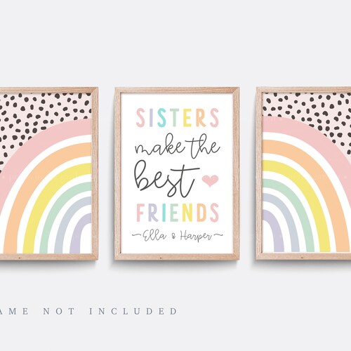 Two Sisters Wall Art Sisters Print for Pink Nursery Etsy