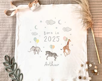 Personalized Safari Baby Blanket: Cotton Nursery Decor