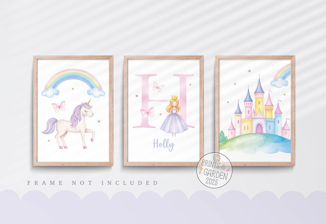 Unicorn Nursery Print, Nursery Wall Art, Set of 3 Prints, Rainbow Nursery Print, Girl Bedroom Art, Fairytale Princess Print, Pink Nursery - Etsy UK