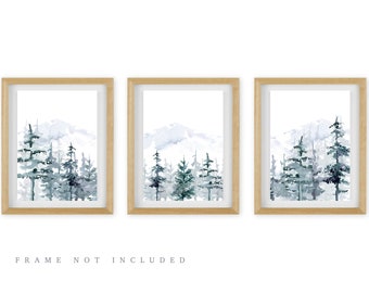 Forest Print Set: Abstract Minimalist Nature Art