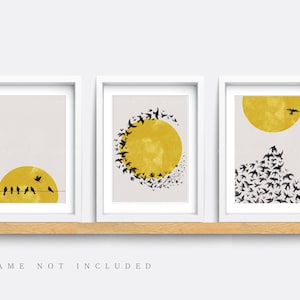 Abstract print, Set of 3 Print, Abstract Wall Art, Minimalist Prints, Mustard and Grey Art Prints, Modern wall art, Living room decor art