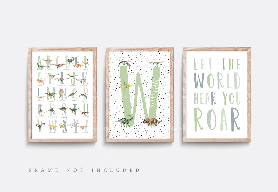 Dinosaur Nursery Wall Art, Set of 3 Dinosaur Prints, T-rex Art, Kids ...