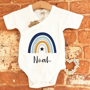 Personalised baby grow, Rainbow baby gift, Body suit, Gift for baby boy, Organic cotton baby grow, Baby shower gift, Personalised gift