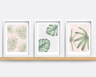 Botanical Art Prints Set: Green Leaf Wall Decor
