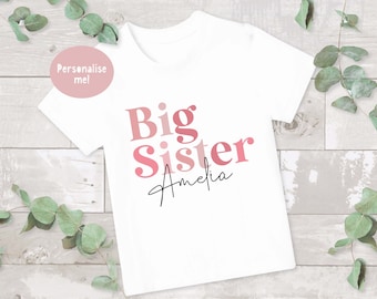 Big Sister T-Shirt, Big Sister top, Pregnancy Announcement, Big Sis top, Big Sis Shirt, Big Sister Tee, Baby Announcement, Girls T-shirt