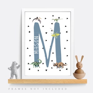 Dinosaur nursery print, Dinosaur name art, Nursery wall art, Dinosaur wall art, Boys bedroom art, Child name print, Kids bedroom, playroom