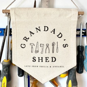 Personalised pennant flag, Gift for Grandad, Grandad&#39;s shed sign, Gift from Grandchildren, Grandad Birthday gift