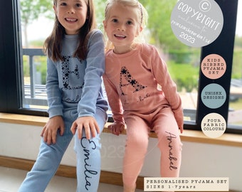 Kid's Personalised Pyjamas, Children's Pyjamas, Kid's Loungewear Set, Unisex kid's Pyjamas, Fitted leggings and top set