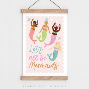 Mermaid Nursery print, nursery wall art, Mermaid print, Mermaid nursery, Girl wall art, Let&#39;s all be mermaids, Girl name print