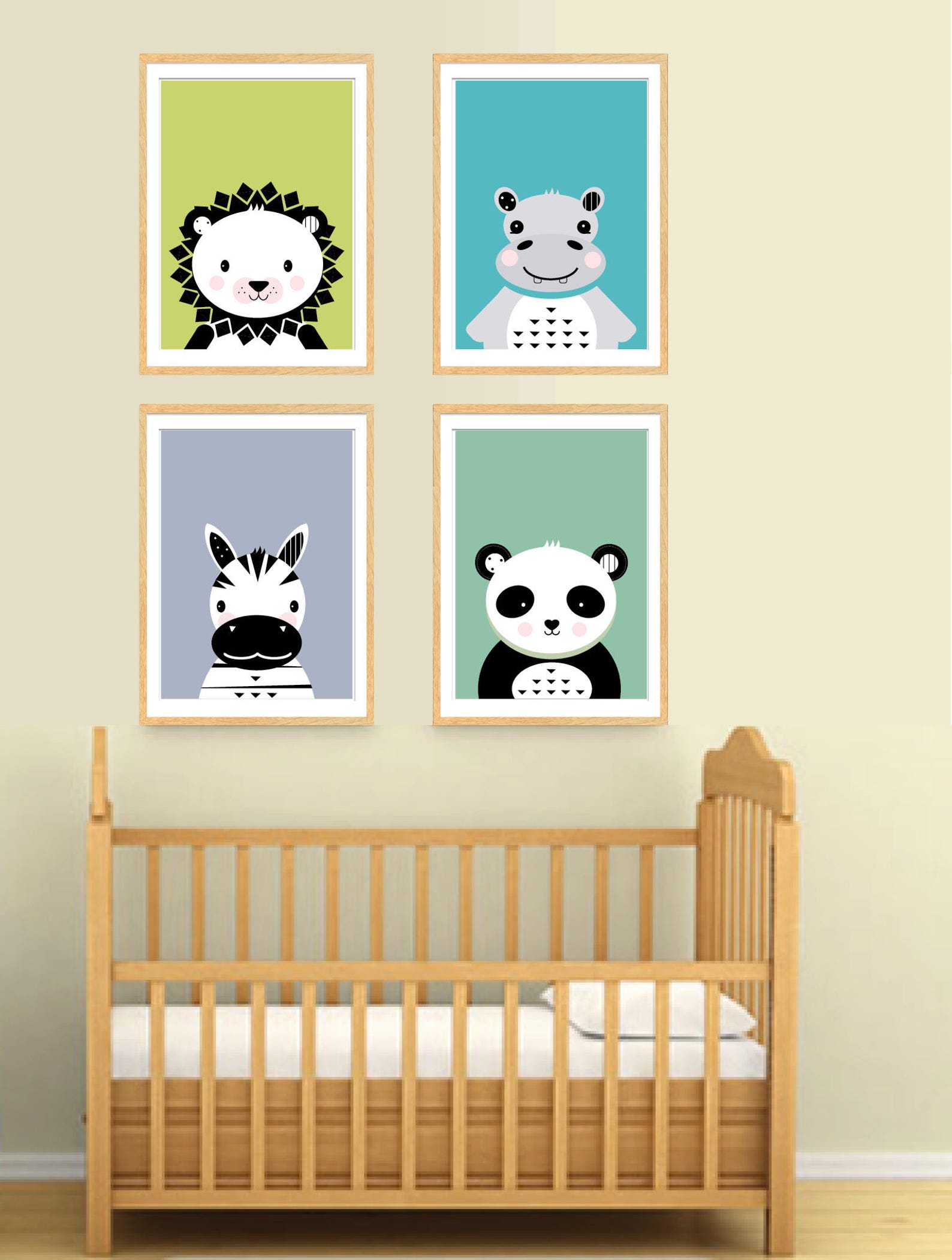 Nursery wall art Set of 4 Zoo animal prints Baby Nursery | Etsy