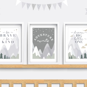 Mountain Nursery Art Prints: Adventure Awaits, Dream Big