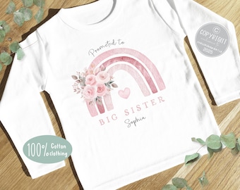 Big Sister T-Shirt: Rainbow Floral Pregnancy Announcement, Sister Keepsake
