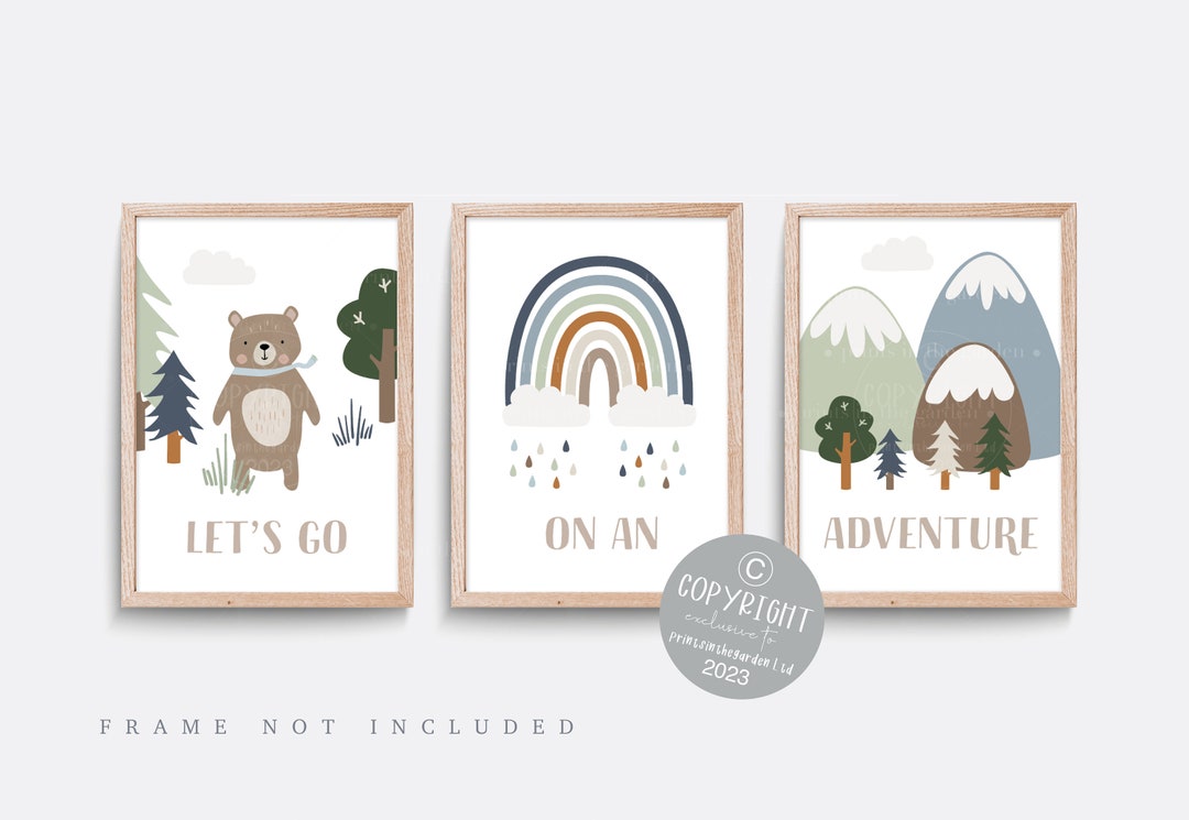 Bear Nursery Print, Nursery Wall Art, Set of 3, Woodland Prints, Dream ...