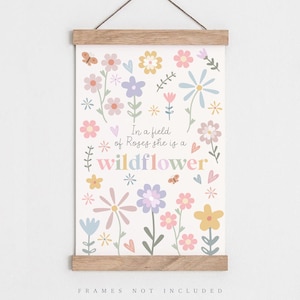 In a field full of Roses she is a wildflower print, Teen girl art, Quote print, Flower print, Wildflower print, Motivational quote art
