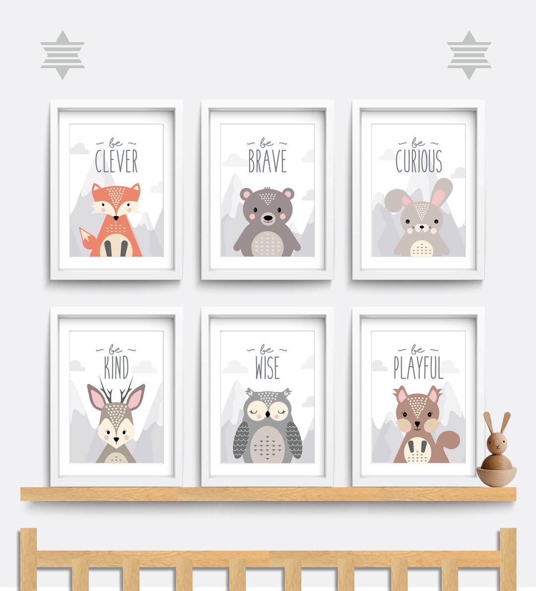 Woodland Animal Nursery Prints: Set of 6, Kids Bedroom Decor - Etsy