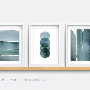 Set of 2 printable abstract art prints in teal aqua turquoise silver Downloadable geometric Hexagonal wall art Poster downloads High res A1