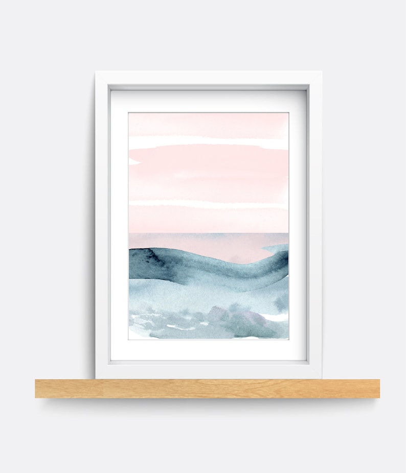Abstract Wall Art Pink and Blue Art Natural Landscape Print Etsy UK