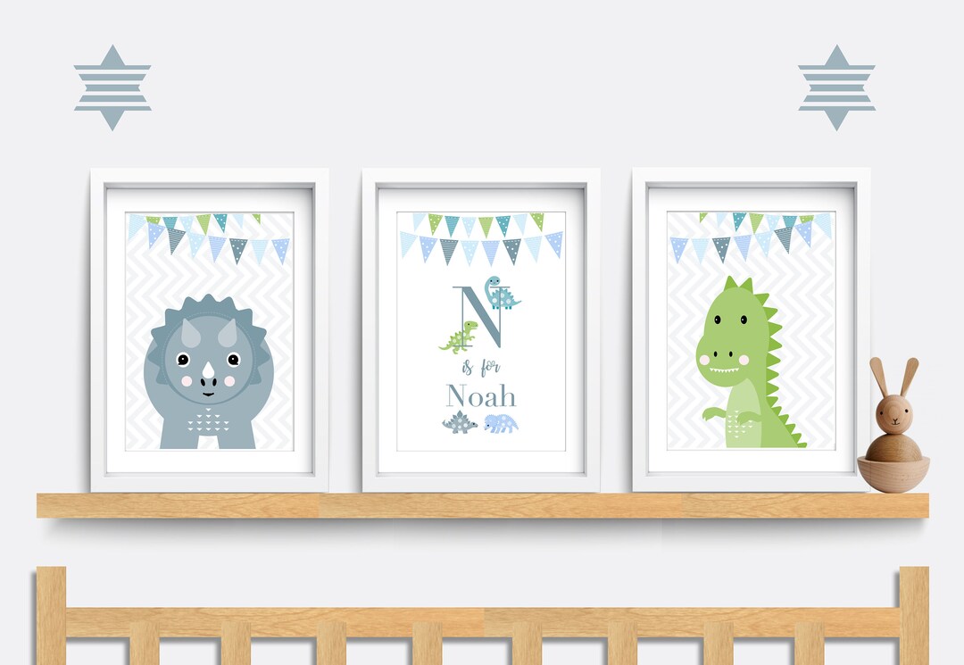 Dinosaur Nursery Wall Art, Set of 3 Dinosaur Prints, T-rex Nursery ...