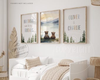 Bear Nursery Print Set: Woodland Forest Art (Set of 3)