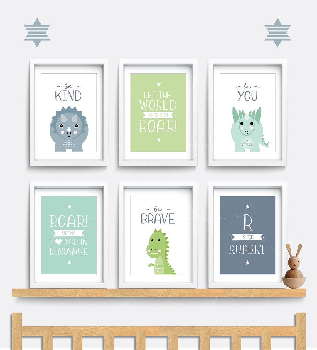 Dinosaur Nursery Wall Art, Set of 6 Dinosaur Prints, T-rex Nursery ...