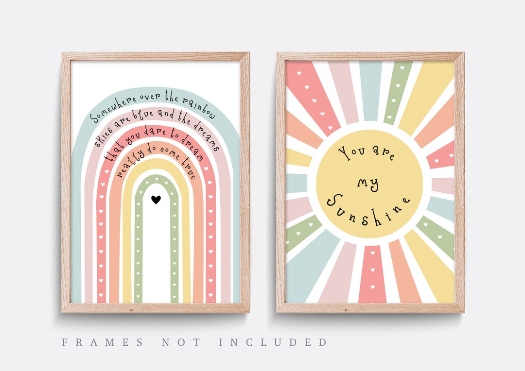 Rainbow Sunshine Nursery Print Set: Kids Bedroom Wall Art - Etsy