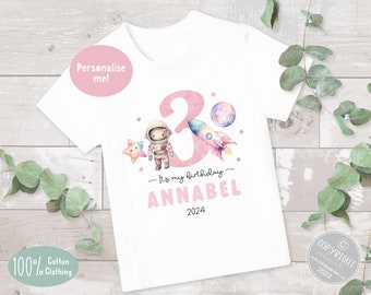 Personalized Girls Space Birthday T-shirt: Keepsake Gift