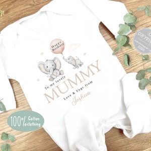 Personalisierter Schlafanzug, Mama Mama Geburtstagsgeschenk, 1 Geburtstag als meine Mama, Lätzchen, Baumwolle Baby wachsen, Geschenk für Mama, Mama Geschenk