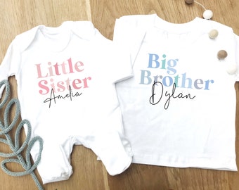 Siblings matching t-shirt and baby grow, New baby, Gift for Brother, Sister gift, Matching clothes for Siblings, personalised top