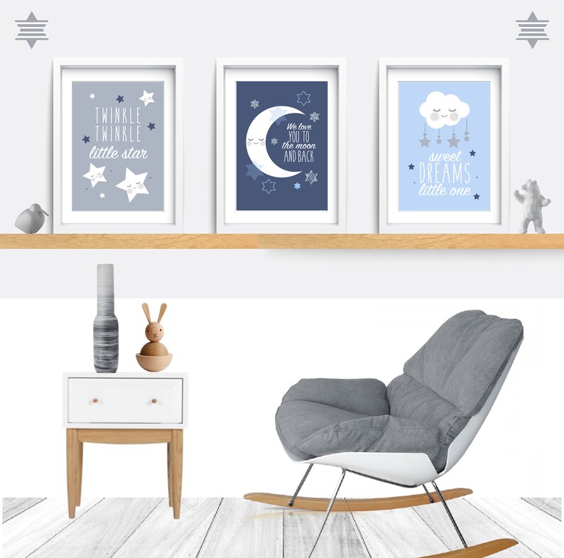 Nursery Wall Art. Set of 3 Baby Nursery Prints. Cloud Nursery - Etsy UK