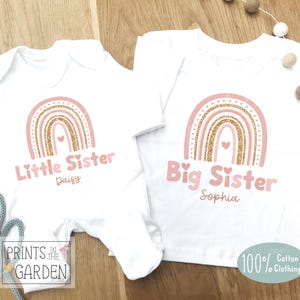 Siblings matching t-shirt and baby grow, New baby, Gift for Sisters, new big sister gift, Matching clothes for siblings, personalised top