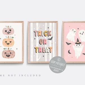 Halloween Print Set,  Halloween Decor,  Pumpkin Poster, Set of 3 Halloween Prints, Ghost print, Trick or treat print Nursery wall art