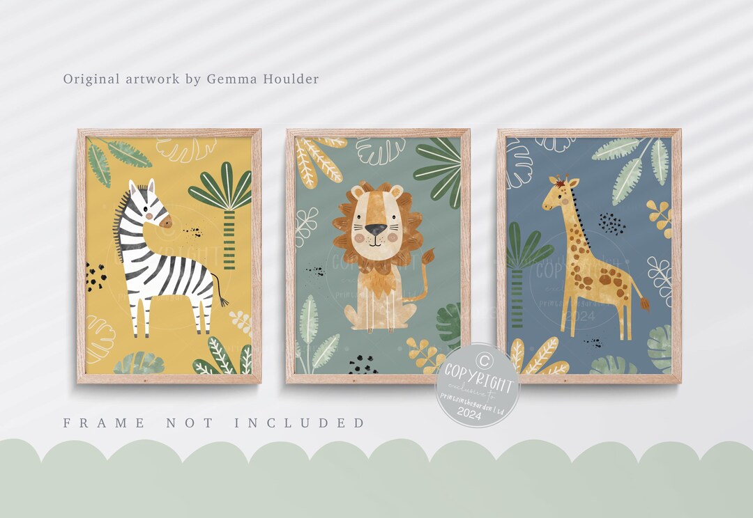 Safari Animal Nursery Print Set: Gender Neutral Jungle Art - Etsy UK