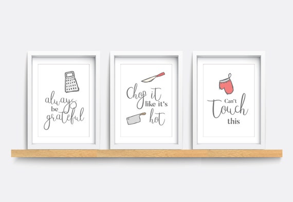 Kitchen wall art, Retro kitchen decor, Kitchen quotes, Food prints, Funny  kitchen art, gift for cook, chop it like it's hot print