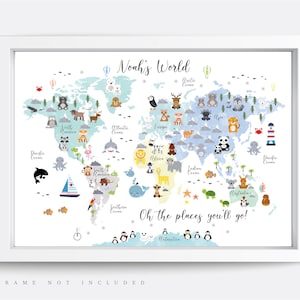 Animal World Map Print, Map Wall Art,  Educational Print,  Baby Decor,  Nursery Map,  Nursery Room,  Children's Room Decor,  Playroom Print