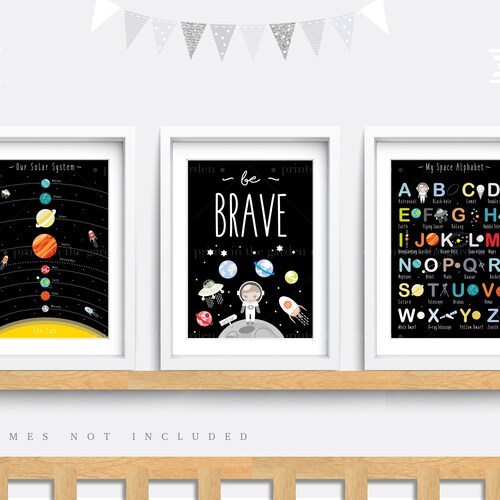 Space Nursery Print Set of 3 Prints Nursery Wall Art Space Etsy