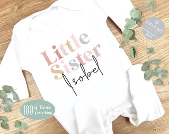 Personalized Little Sister Sleepsuit: Cotton Baby Grow