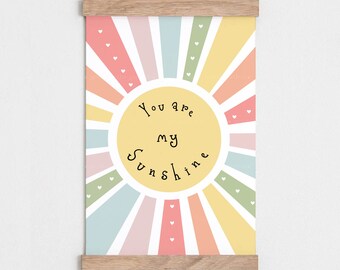 You Are My Sunshine Print: Pastel Nursery Wall Art