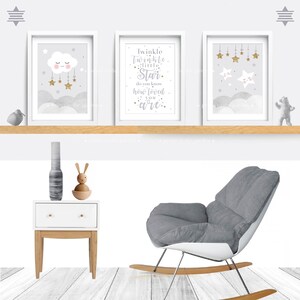 Nursery Wall Art Set of 3 Star Prints Twinkle Twinkle Little - Etsy