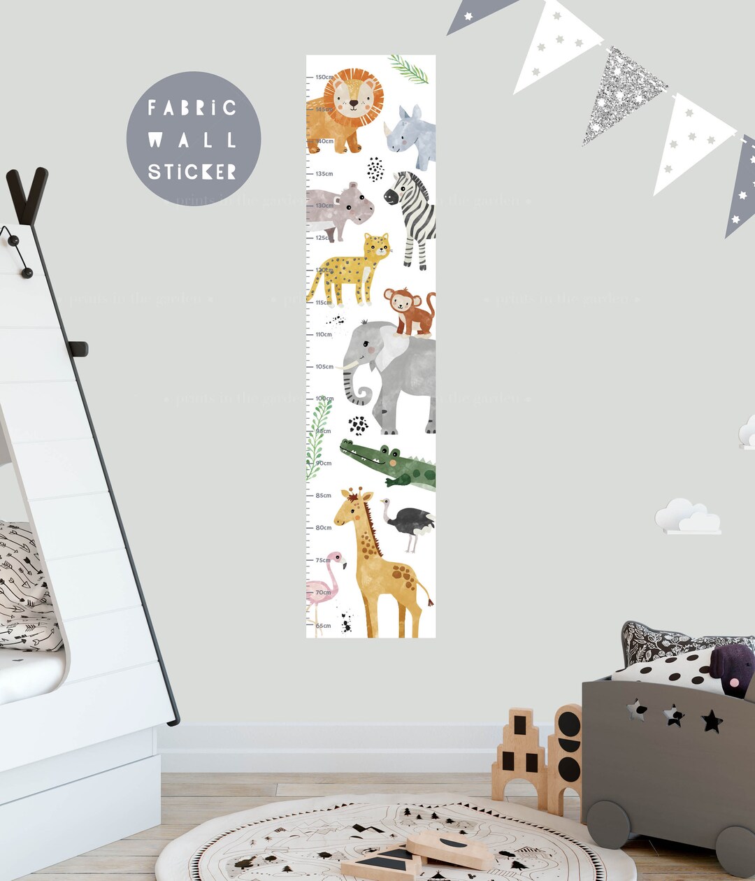 Safari Animal Height Chart, Safari Wall Sticker, Wall Decal, Nursery