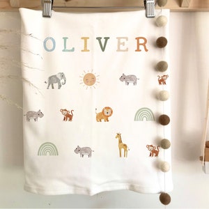 Personalised baby blanket, Safari baby gift, Personalised Baby gift, new baby gift, Safari nursery decor image 2