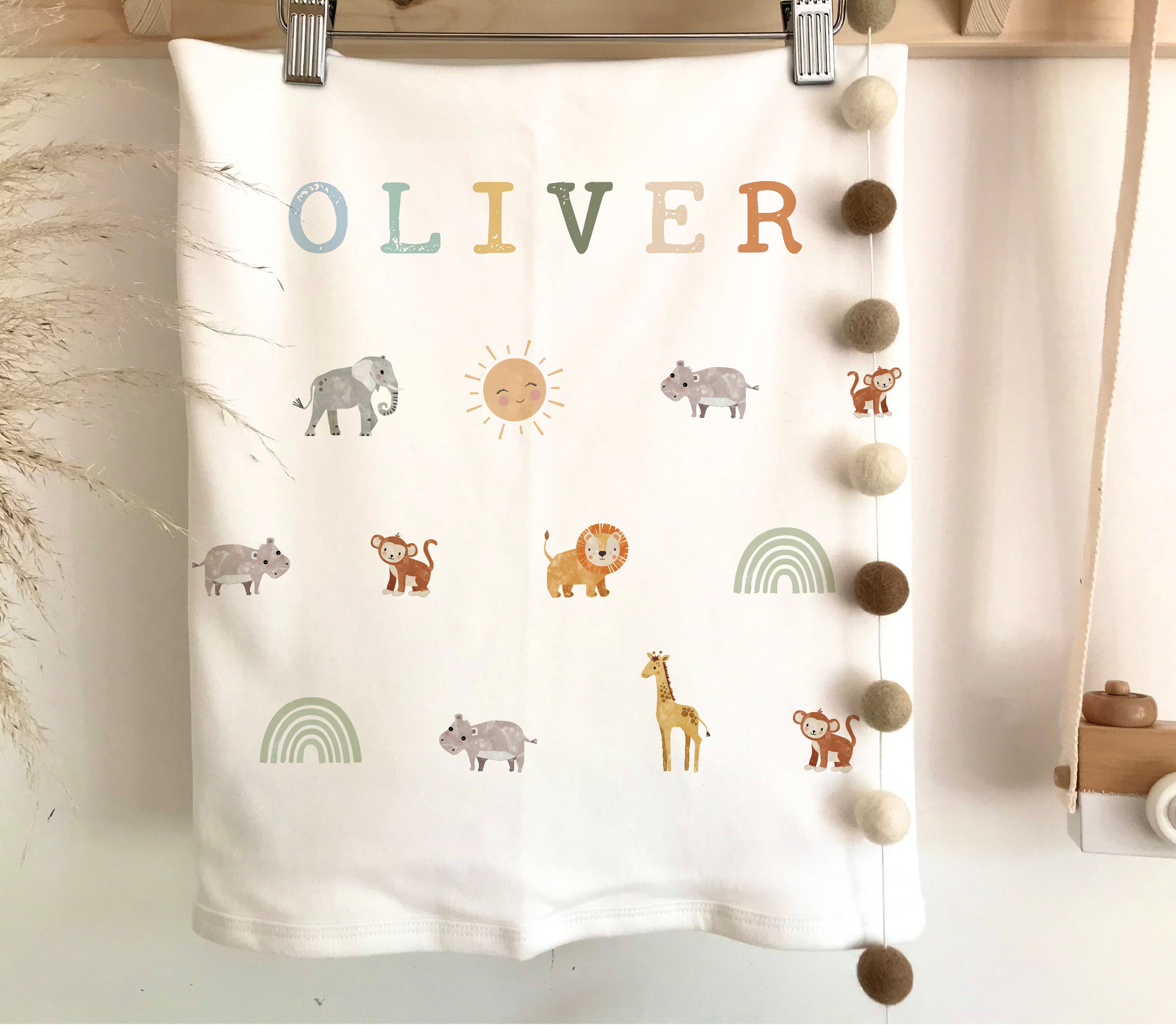 Personalised Baby Blanket Safari Baby Gift Personalised Baby Etsy
